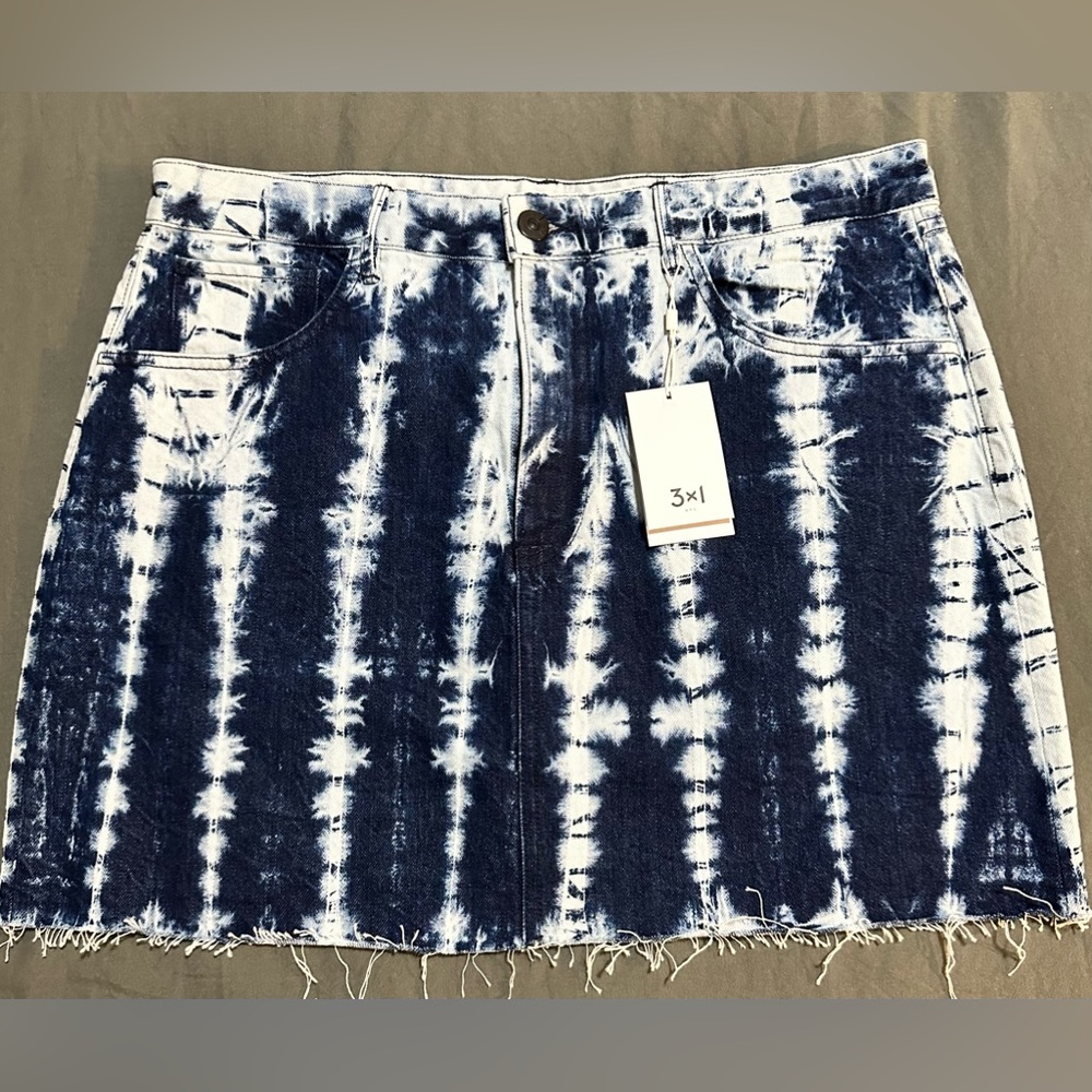 3x1 Blue Tie Dyed denim skirt NWT